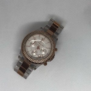 Authentic Clear & Rose Gold Michael Kors Watch